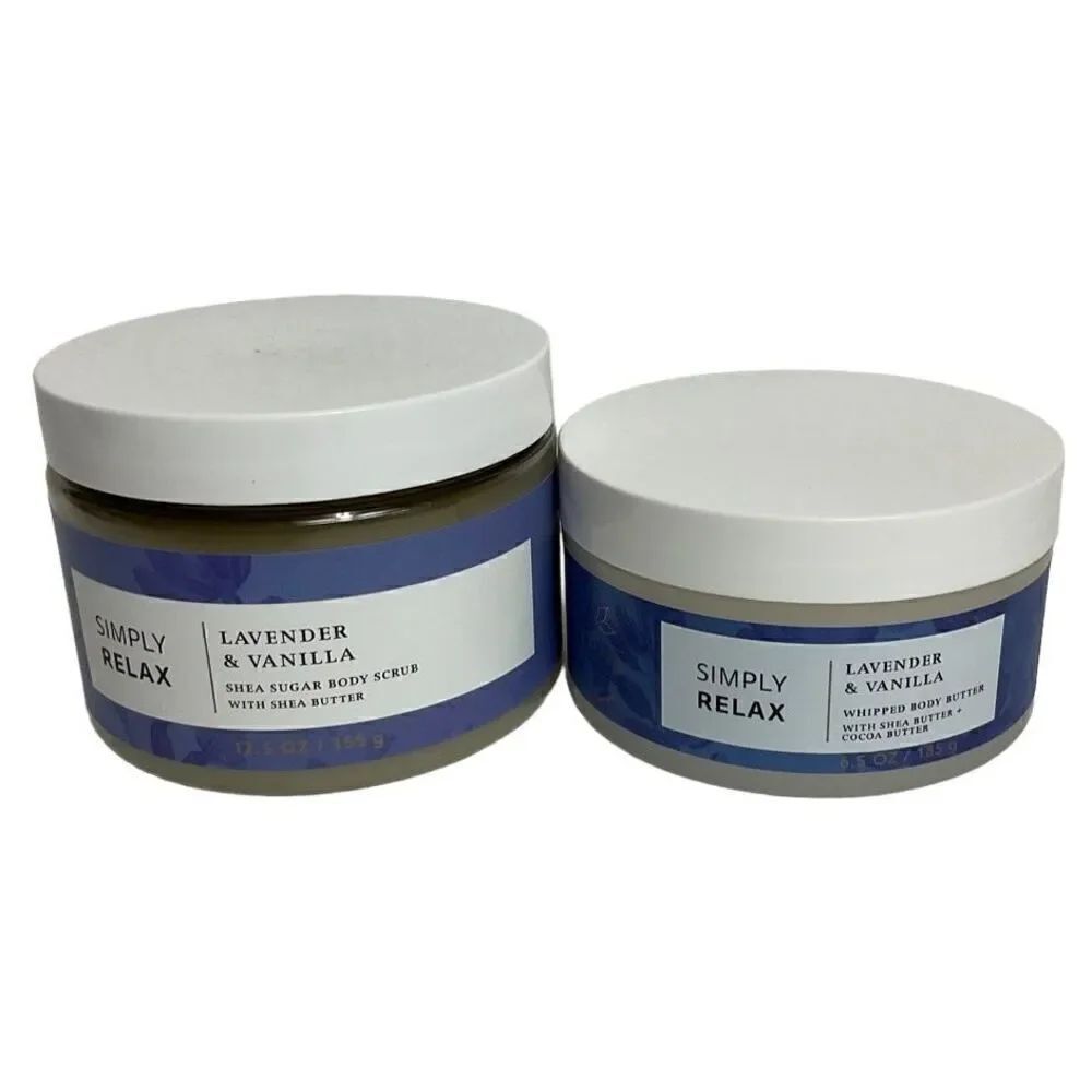 Bath and Body Works LAVENDER & VANILLA Sugar Body Scrub & Body Butter 2 pc Set